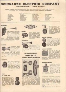 Schwarze Electric Company 1944 Vintage Catalog Faraday Horn Buzz Bell