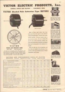 Victor Electric Products Inc 1944 Vintage Catalog Motor Induction Type