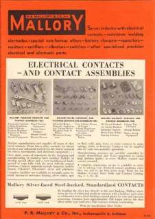 P R Mallory Company 1948 Vintage Catalog Electrical Contacts Capacitor