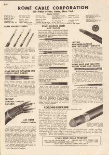 Rome Cable Corp 1948 Vintage Catalog Rozone Flexible Cords Drops Wires