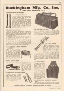 Buckingham Mfg Company 1948 Vintage Catalog Lineman Safety Equipment