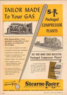 Stearns-Roger Mfg Company 1955 Vintage Ad Gas Compressor Tailor Made Stearns-Roger Mfg Company 1955 Vintage Ad Gas Compressor Tailor Made