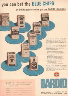 National Lead Company 1955 Vintage Ad Oil Baroid Drilling Blue Chips National Lead Company 1955 Vintage Ad Oil Baroid Drilling Blue Chips