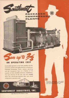 Southwest Industries Inc 1955 Vintage Ad Gas Packaged Compressor Plant