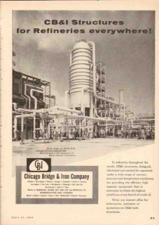Chicago Bridge Iron Company 1955 Vintage Ad Oil Refinery Structures