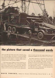 mack trucks 1955 hc polk trucking prentiss ms six-wheeler vintage ad