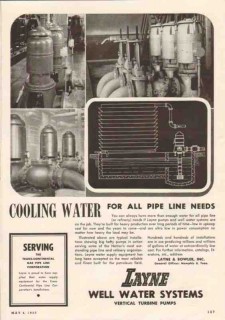 Layne Bowler Inc 1950 Vintage Ad Oil Cooling Water Pipe Line Needs Layne Bowler Inc 1950 Vintage Ad Oil Cooling Water Pipe Line Needs