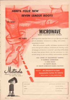 Motorola Communications 1950 Vintage Ad Microwave Seven League Boots Motorola Communications 1950 Vintage Ad Microwave Seven League Boots