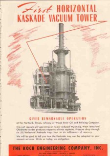Koch Engineering Company 1950 Vintage Ad Oil Kaskade Vacuum Tower Gas Koch Engineering Company 1950 Vintage Ad Oil Kaskade Vacuum Tower Gas