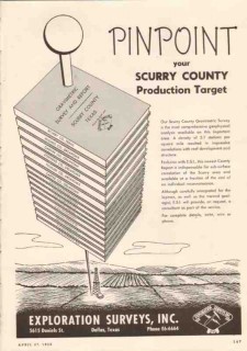 Exploration Surveys Inc 1950 Vintage Ad Oil Scurry County Gravimetric