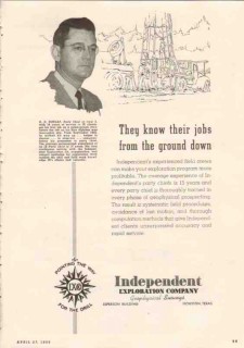 Independent Exploration Company 1950 Vintage Ad Oil A D Dunlap Surveys