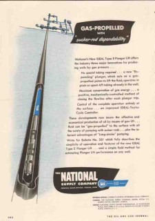 National Supply Company 1955 Vintage Ad Gas-Propelled Sucker Rod Ideal National Supply Company 1955 Vintage Ad Gas-Propelled Sucker Rod Ideal