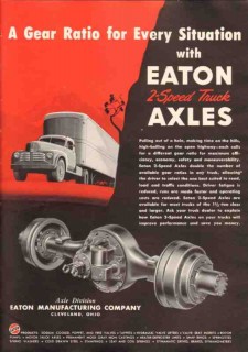 eaton mfg company 1950 gear ratio 2-speed truck axles vintage ad