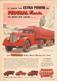 federal motor truck company 1950 extra power move big loads vintage ad