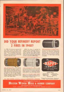 Boston Woven Hose Rubber Company 1950 Vintage Ad Oil Refinery Fires Boston Woven Hose Rubber Company 1950 Vintage Ad Oil Refinery Fires