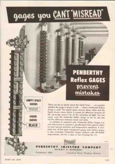 Penberthy Injector Company 1950 Vintage Ad Oil Reflex Gages Misread Penberthy Injector Company 1950 Vintage Ad Oil Reflex Gages Misread