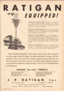 J P Ratigan Inc 1950 Vintage Ad Oil Field Pumping Equipped Sure-Grip
