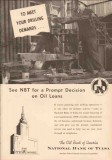 National Bank Tulsa 1950 Vintage Ad Oil Loans Meet Drilling Demands National Bank Tulsa 1950 Vintage Ad Oil Loans Meet Drilling Demands