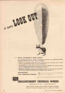 mallinckrodt chemical works 1950 look out ethyl mercaptan vintage ad mallinckrodt chemical works 1950 look out ethyl mercaptan vintage ad