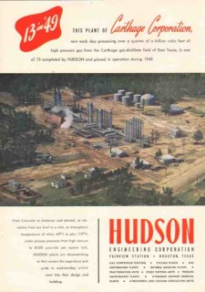 Hudson Engineering Corp 1950 Vintage Ad Carthage Gas Distillate Plant