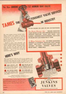 Jenkins Brothers 1950 Vintage Ad Oil Field Tames Armor Seat Valve
