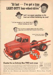 four wheel drive auto company 1950 true light-duty truck vintage ad
