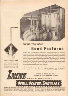 Layne Bowler Inc 1950 Vintage Ad Oil Vertical Turbine Pump Features