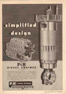 Harnischfeger Corp 1950 Vintage Ad PH Diesel Engines Simplified Design Harnischfeger Corp 1950 Vintage Ad PH Diesel Engines Simplified Design