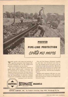 Koppers Company 1951 Vintage Ad Pipeline Protection Bitumastic Proved