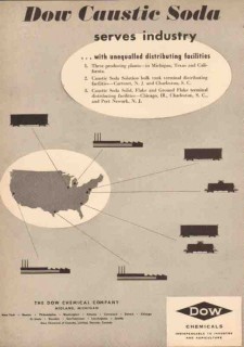 Dow Chemical Company 1950 Vintage Ad Caustic Soda Serves Oil Industry Dow Chemical Company 1950 Vintage Ad Caustic Soda Serves Oil Industry