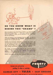 Rogers Galvanizing Company 1950 Vintage Ad Tanks Brand Hot-Dip Process