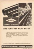 Worth Steel Company 1950 Vintage Ad Oil Expanded Pipe Fits Together