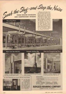 Burgess-Manning Company 1950 Vintage Ad Oil Stop Noise Exhaust Intakes