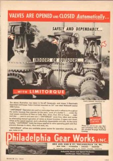 Philadelphia Gear Works 1950 Vintage Ad Oil Limitorque Automatic Valve