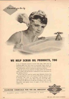 Diamond Alkali Company 1950 Vintage Ad Chemicals Scrub Oil Products