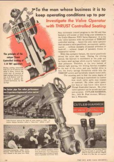 Cutler-Hammer Inc 1950 Vintage Ad Oil Field Thrust Controlled Valve