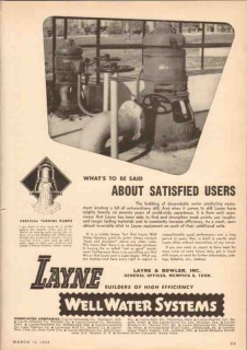 Layne Bowler Inc 1950 Vintage Ad Oil Vertical Turbine Pump Satisfied Layne Bowler Inc 1950 Vintage Ad Oil Vertical Turbine Pump Satisfied