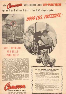 Cameron Iron Works 1950 Vintage Ad Oil Non-Lubed Lift-Plug Valve 3