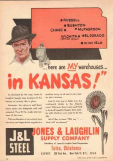 Jones Laughlin Supply Company 1950 Vintage Ad Oil Warehouses Kansas