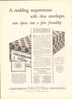 united states envelope company 1926 columbian white wove vintage ad