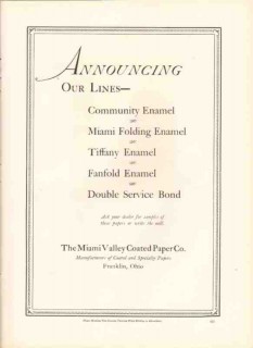 miami valley coated paper company 1926 announcing our lines vintage ad
