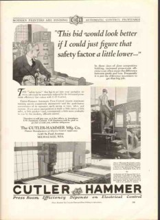 cutler-hammer mfg company 1926 densen carton co control vintage ad