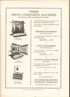 huebner-bleistein patents company 1926 photo-composing vintage ad