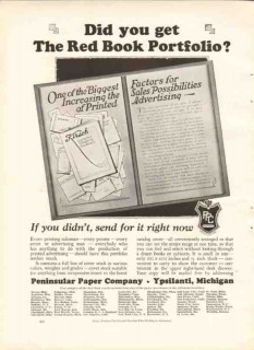 peninsular paper company 1926 red book portfolio printing vintage ad