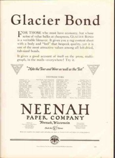 neenah paper company 1926 glacier bond printing supply vintage ad