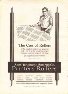 samuel bingham son mfg company 1926 cost printers rollers vintage ad