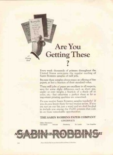 sabin robbins paper company 1926 winning hand mill jobs vintage ad