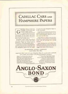 hampshire paper company 1926 cadillac cars anglo-saxon bond vintage ad