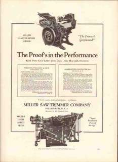 miller saw-trimmer company 1926 proof performance printing vintage ad