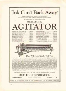 ortleb corp 1926 ink agitator roller printing equipment vintage ad